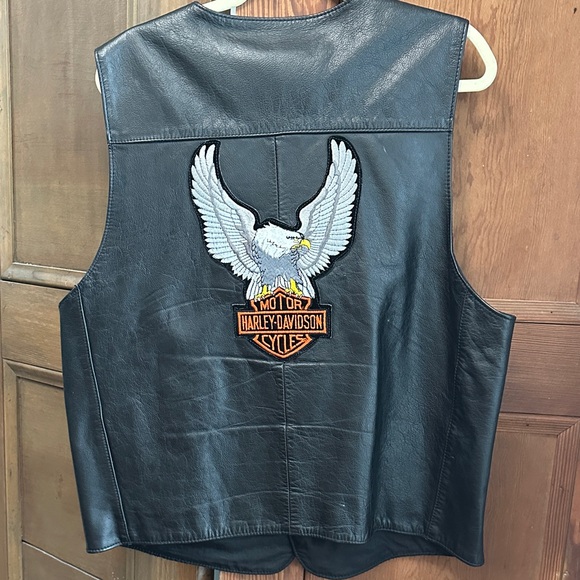 Vintage 90’s Men's Black Leather Harley-Davidson Vest Sz L - Picture 6 of 10